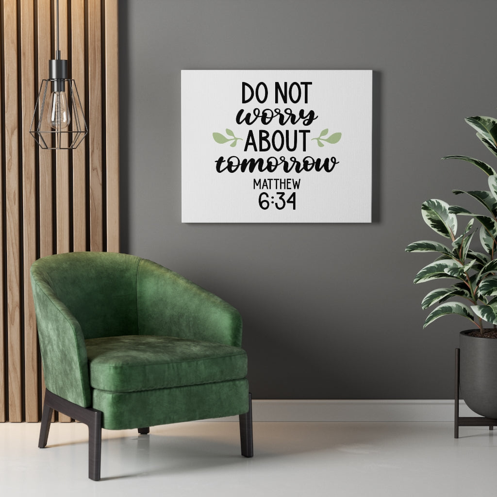 Scripture Walls Tomorrow Matthew 6:34 Bible Verse Canvas Christian Wall Art Ready to Hang Unframed-Express Your Love Gifts