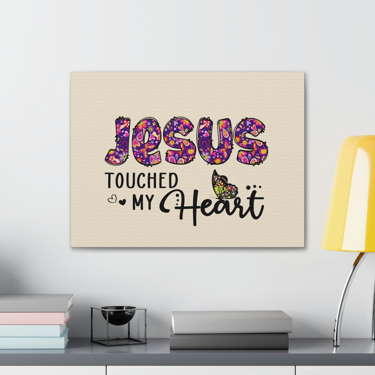 Scripture Walls Touched My Heart Floral Isaiah 6:7 Bible Verse Canvas Christian Wall Art Ready to Hang Unframed-Express Your Love Gifts