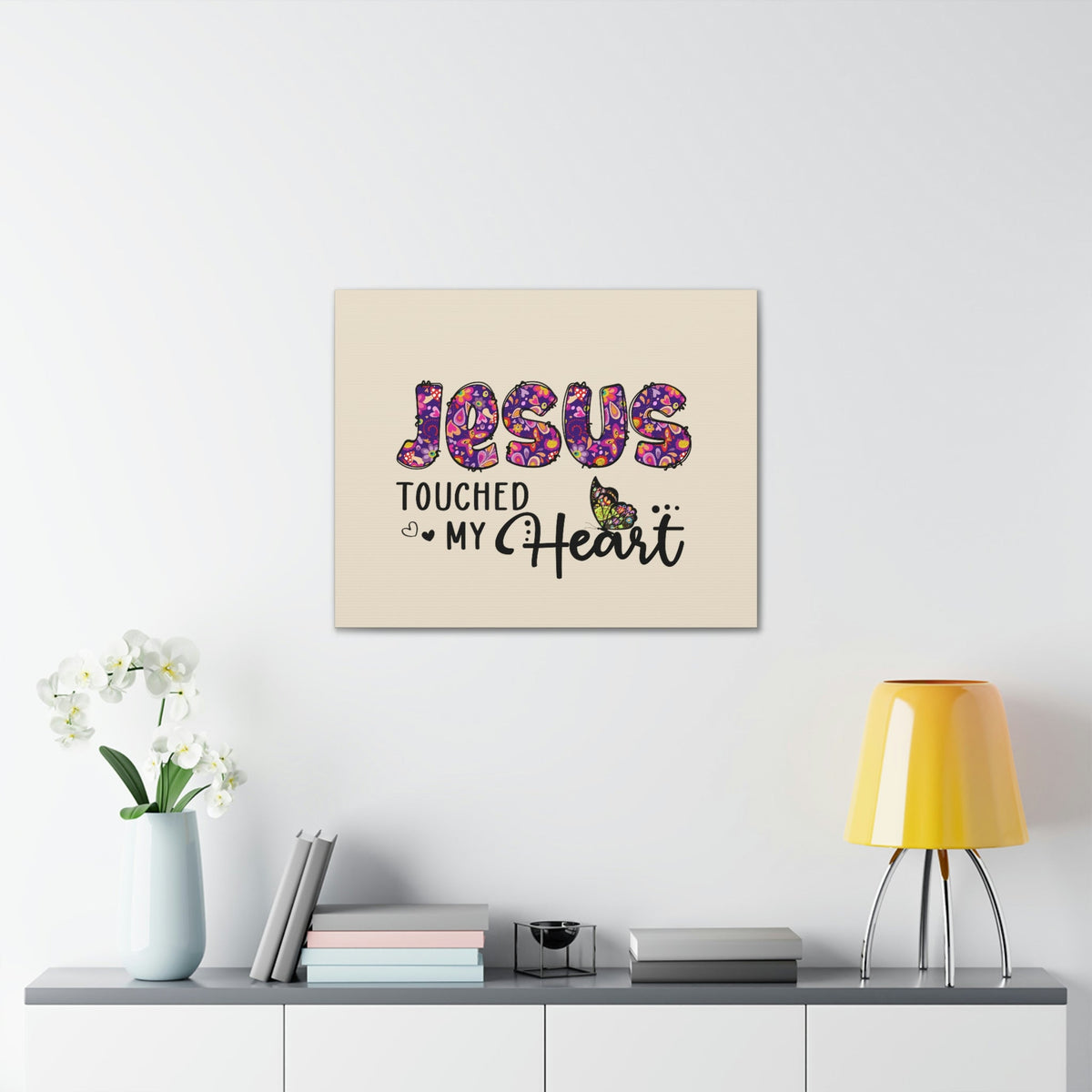 Scripture Walls Touched My Heart Floral Isaiah 6:7 Bible Verse Canvas Christian Wall Art Ready to Hang Unframed-Express Your Love Gifts