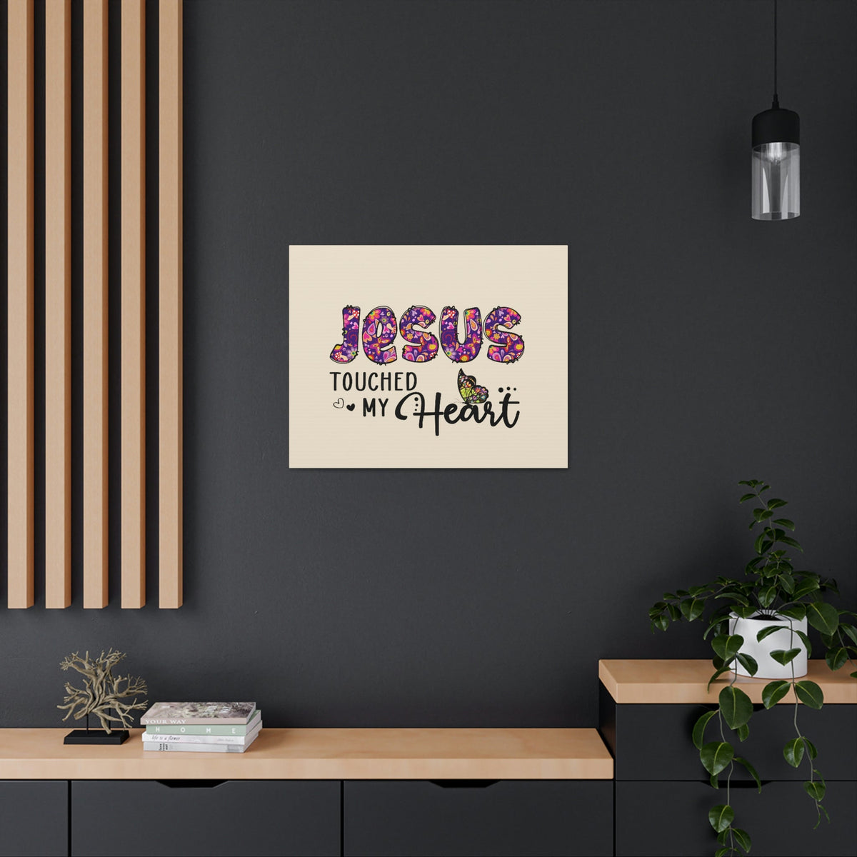Scripture Walls Touched My Heart Floral Isaiah 6:7 Bible Verse Canvas Christian Wall Art Ready to Hang Unframed-Express Your Love Gifts