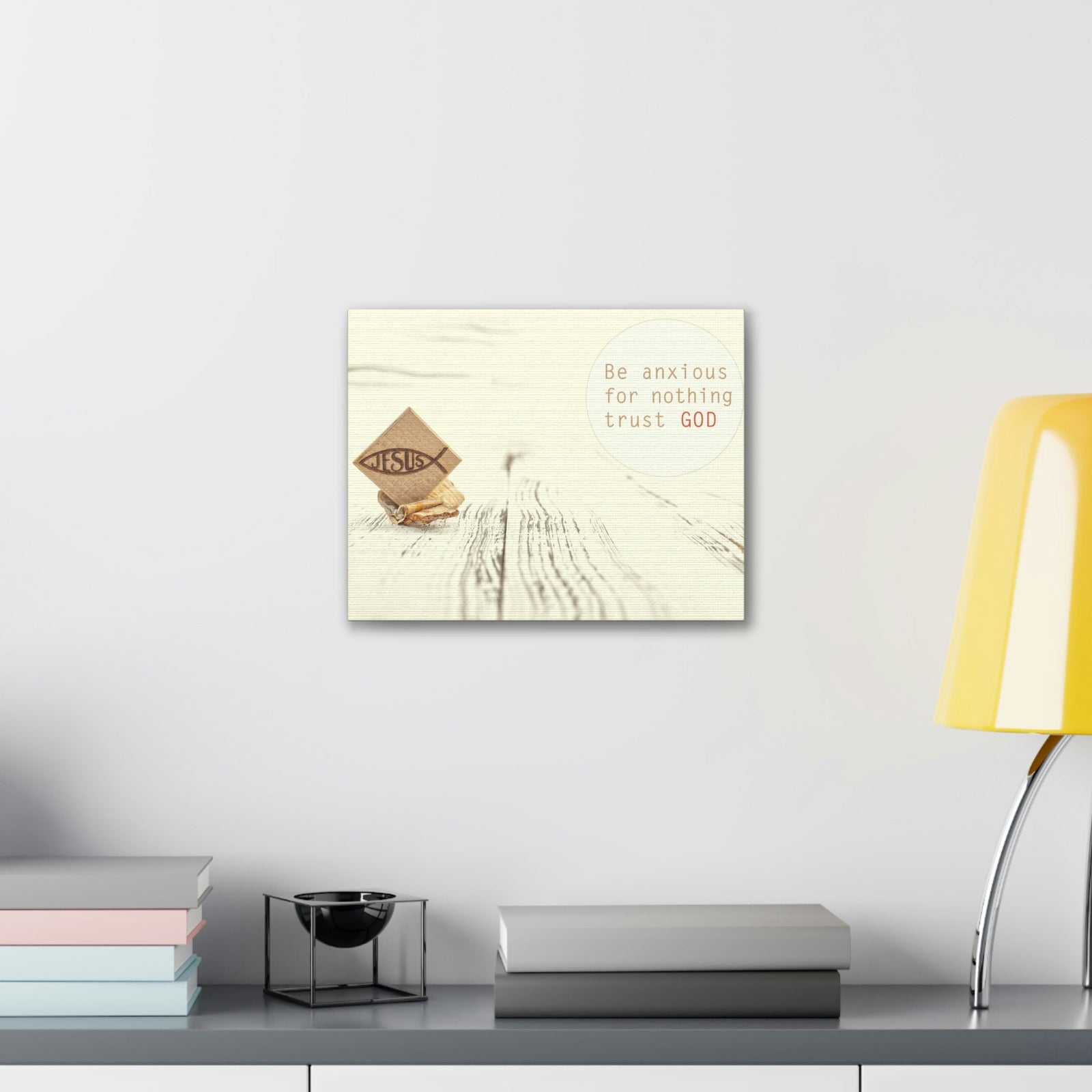 Scripture Walls Trust God, Philippians 4:6 Jesus Fish Christian Wall Art Bible Verse Print Ready to Hang Unframed-Express Your Love Gifts