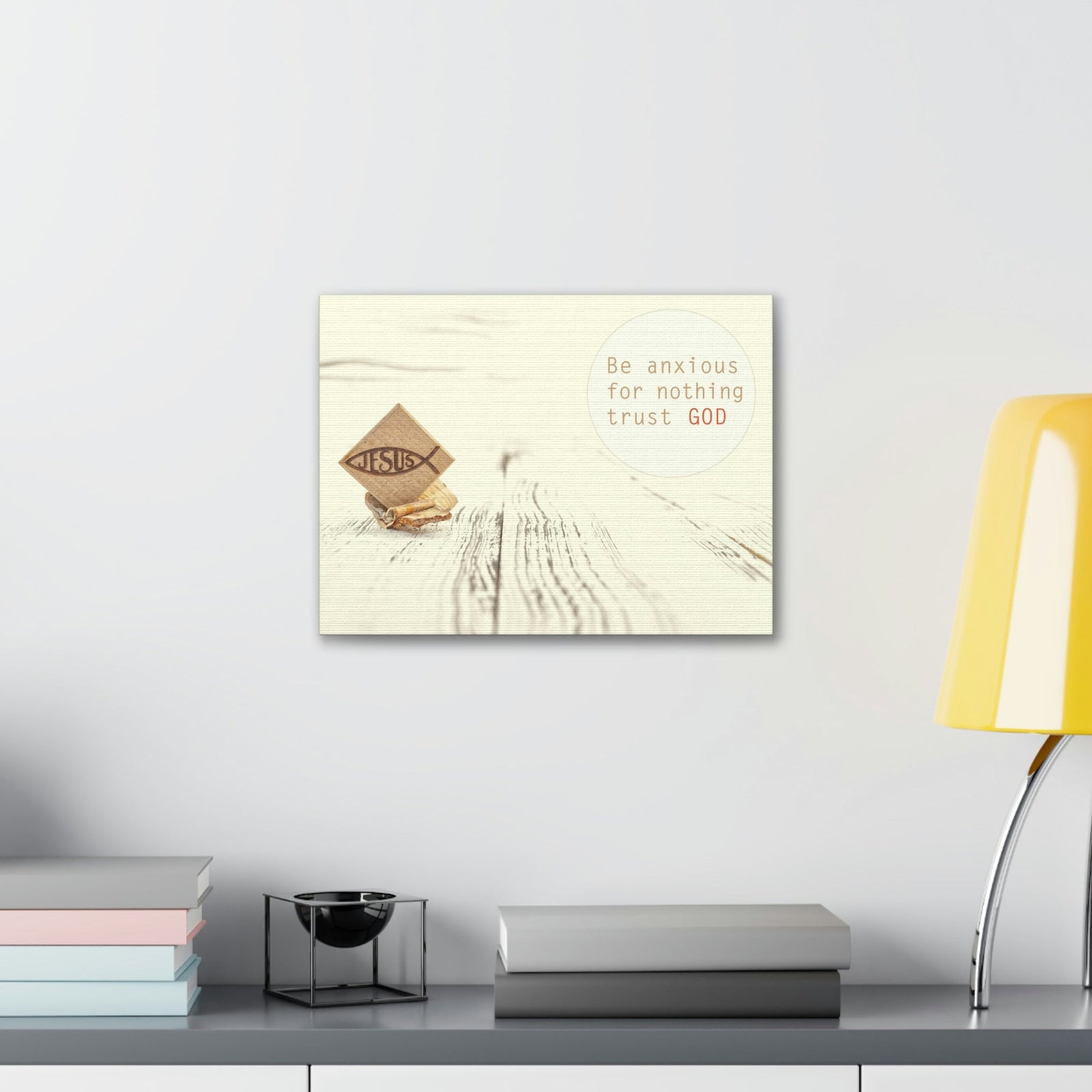 Scripture Walls Trust God, Philippians 4:6 Jesus Fish Christian Wall Art Bible Verse Print Ready to Hang Unframed-Express Your Love Gifts