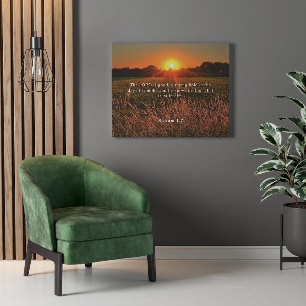 Scripture Walls Trust In Him Nahum 1:7 Bible Verse Canvas Christian Wall Art Ready to Hang Unframed-Express Your Love Gifts