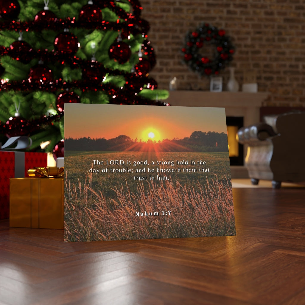 Scripture Walls Trust In Him Nahum 1:7 Bible Verse Canvas Christian Wall Art Ready to Hang Unframed-Express Your Love Gifts