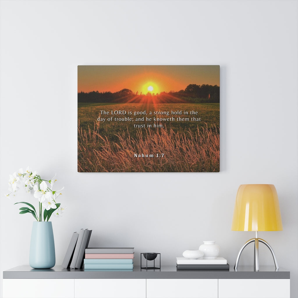Scripture Walls Trust In Him Nahum 1:7 Bible Verse Canvas Christian Wall Art Ready to Hang Unframed-Express Your Love Gifts