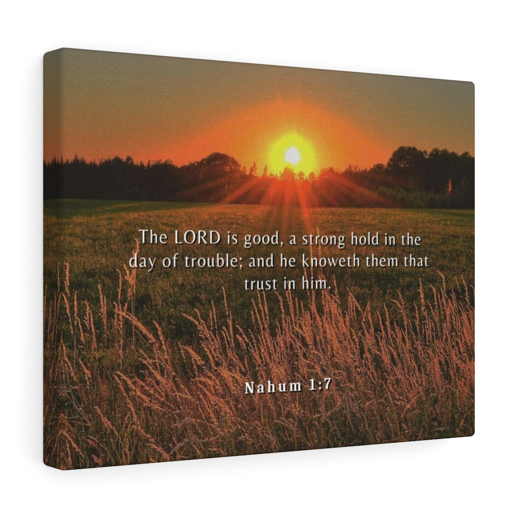 Scripture Walls Trust In Him Nahum 1:7 Bible Verse Canvas Christian Wall Art Ready to Hang Unframed-Express Your Love Gifts