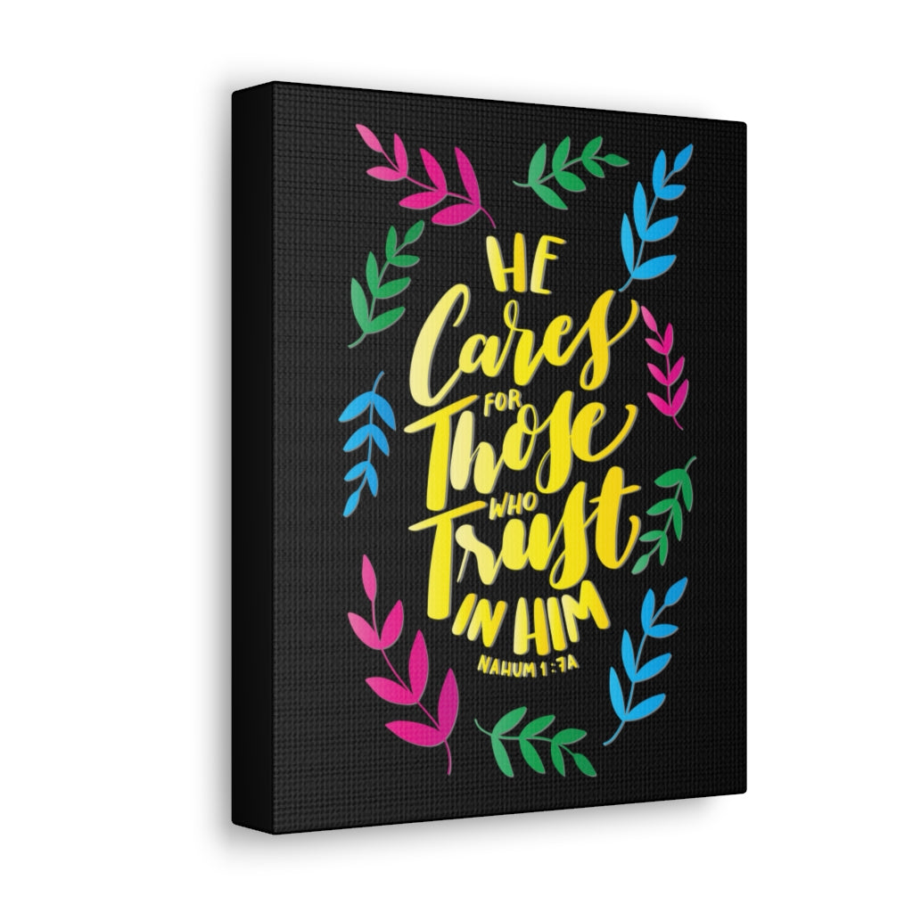 Scripture Walls Trust In Him Nahum 1:7A Bible Verse Canvas Christian Wall Art Ready to Hang Unframed-Express Your Love Gifts