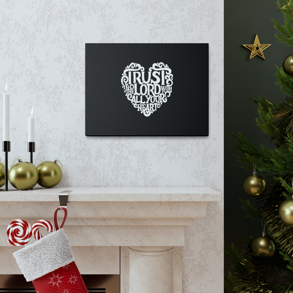Scripture Walls Trust In The Lord Proverbs 3:5 Heart Christian Wall Art Bible Verse Print Ready to Hang Unframed-Express Your Love Gifts