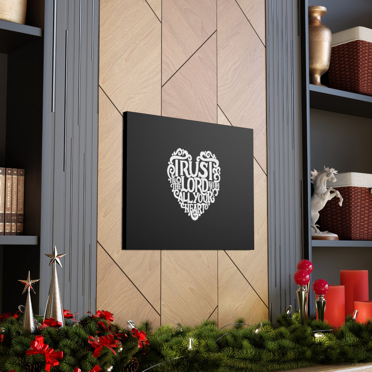 Scripture Walls Trust In The Lord Proverbs 3:5 Heart Christian Wall Art Bible Verse Print Ready to Hang Unframed-Express Your Love Gifts