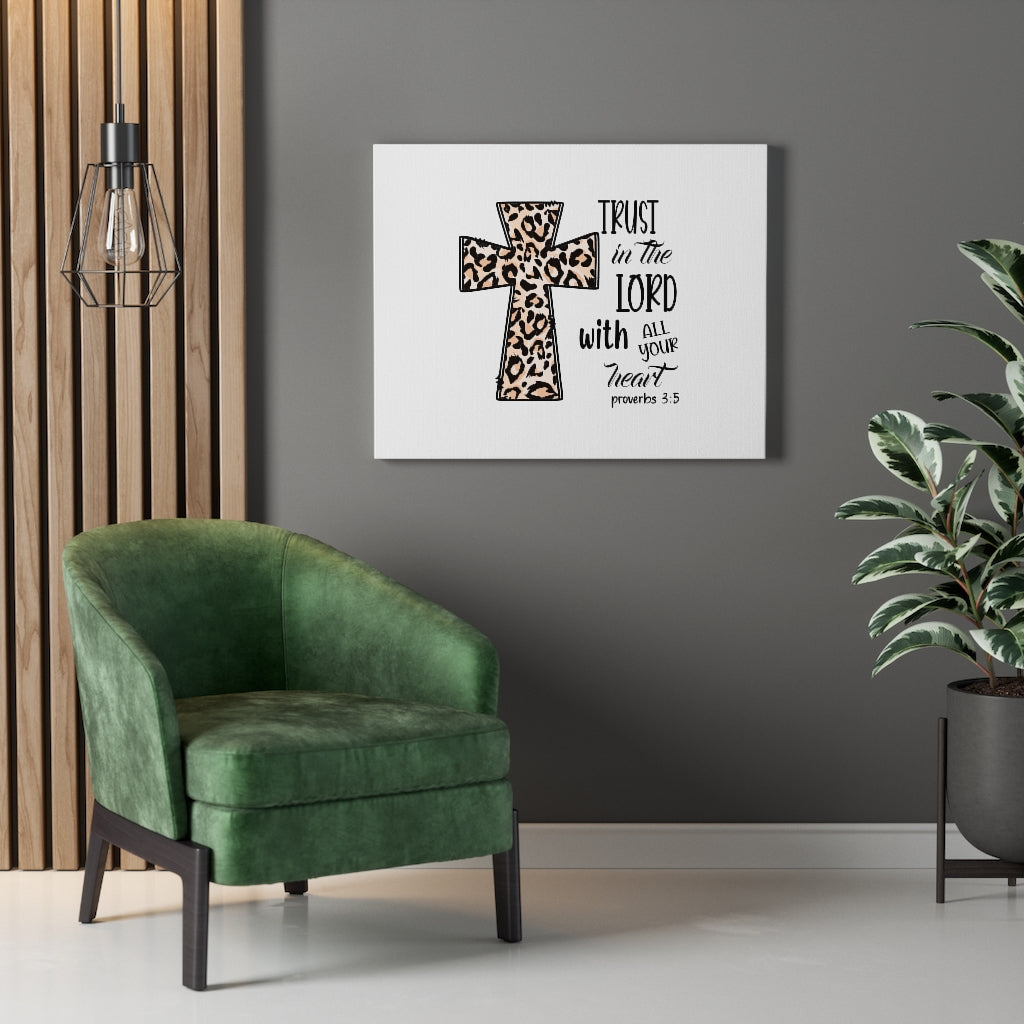 Scripture Walls Trust In The Lord Proverbs 3:5 Leopard Pattern Bible Verse Canvas Christian Wall Art Ready to Hang Unframed-Express Your Love Gifts