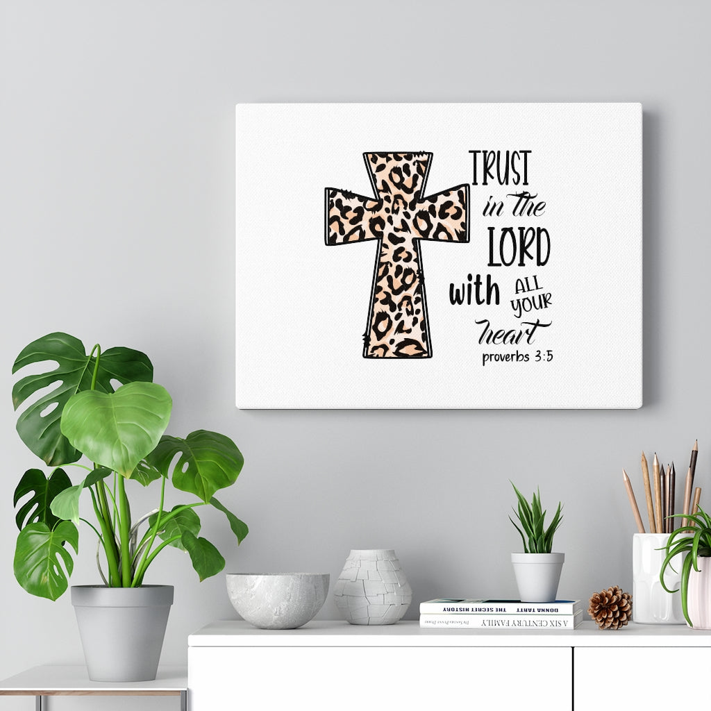 Scripture Walls Trust In The Lord Proverbs 3:5 Leopard Pattern Bible Verse Canvas Christian Wall Art Ready to Hang Unframed-Express Your Love Gifts