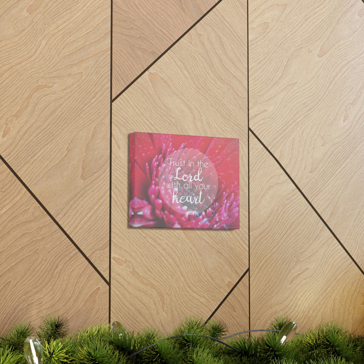 Scripture Walls Trust In The Lord Proverbs 3:5 Pink Flower Christian Wall Art Bible Verse Print Ready to Hang Unframed-Express Your Love Gifts