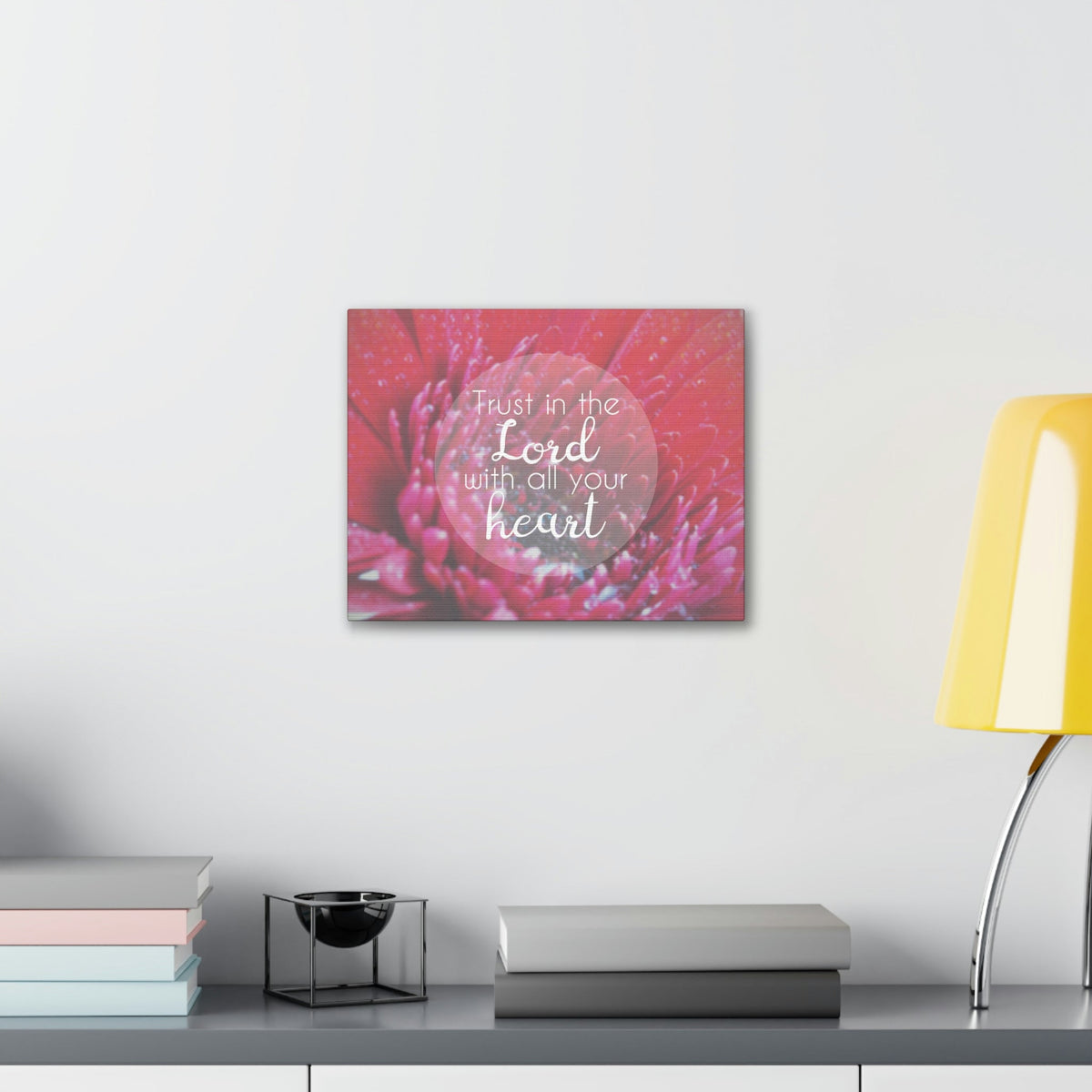 Scripture Walls Trust In The Lord Proverbs 3:5 Pink Flower Christian Wall Art Bible Verse Print Ready to Hang Unframed-Express Your Love Gifts