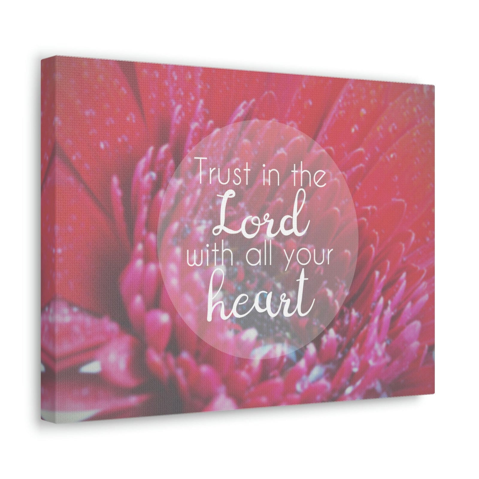Scripture Walls Trust In The Lord Proverbs 3:5 Pink Flower Christian Wall Art Bible Verse Print Ready to Hang Unframed-Express Your Love Gifts