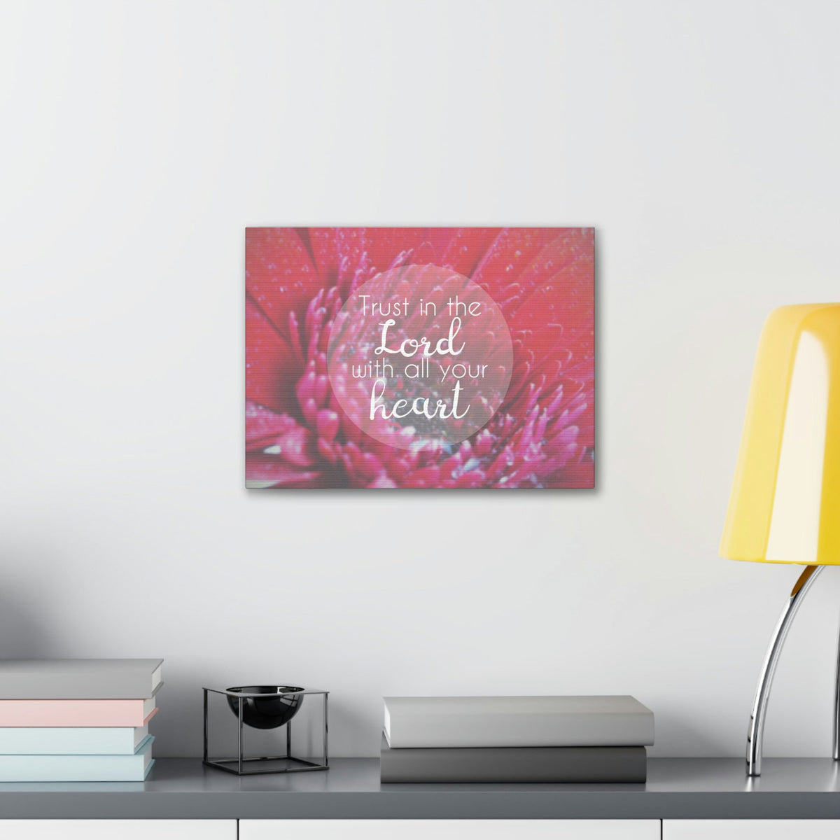 Scripture Walls Trust In The Lord Proverbs 3:5 Pink Flower Christian Wall Art Bible Verse Print Ready to Hang Unframed-Express Your Love Gifts