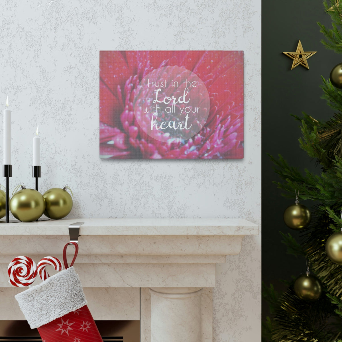 Scripture Walls Trust In The Lord Proverbs 3:5 Pink Flower Christian Wall Art Bible Verse Print Ready to Hang Unframed-Express Your Love Gifts