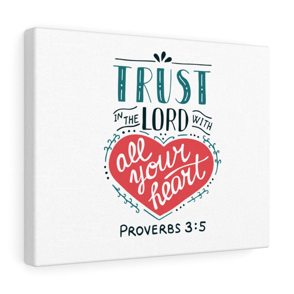 Scripture Walls Trust The Lord Red Heart Proverbs 3:5 Bible Verse Canvas Christian Wall Art Ready to Hang Unframed-Express Your Love Gifts