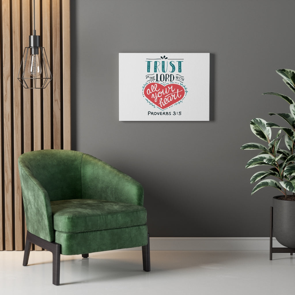 Scripture Walls Trust The Lord Red Heart Proverbs 3:5 Bible Verse Canvas Christian Wall Art Ready to Hang Unframed-Express Your Love Gifts