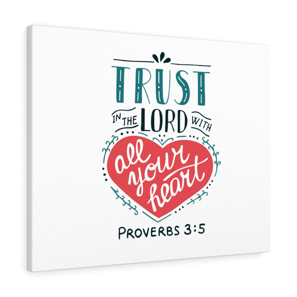 Scripture Walls Trust The Lord Red Heart Proverbs 3:5 Bible Verse Canvas Christian Wall Art Ready to Hang Unframed-Express Your Love Gifts