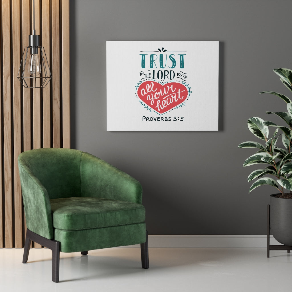 Scripture Walls Trust The Lord Red Heart Proverbs 3:5 Bible Verse Canvas Christian Wall Art Ready to Hang Unframed-Express Your Love Gifts