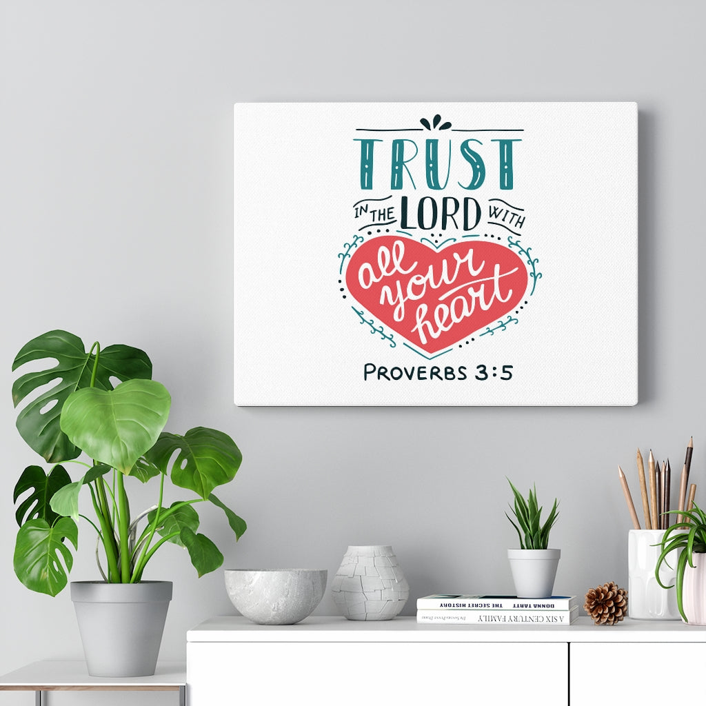 Scripture Walls Trust The Lord Red Heart Proverbs 3:5 Bible Verse Canvas Christian Wall Art Ready to Hang Unframed-Express Your Love Gifts