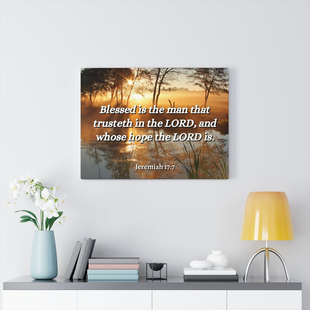 Scripture Walls Trusteth Jeremiah 17:7 Bible Verse Canvas Christian Wall Art Ready to Hang Unframed-Express Your Love Gifts