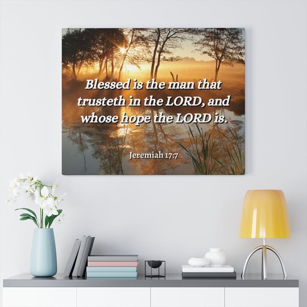 Scripture Walls Trusteth Jeremiah 17:7 Bible Verse Canvas Christian Wall Art Ready to Hang Unframed-Express Your Love Gifts
