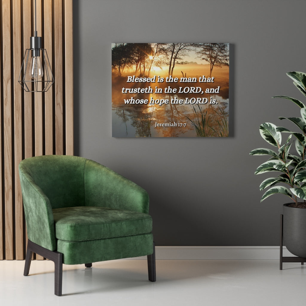 Scripture Walls Trusteth Jeremiah 17:7 Bible Verse Canvas Christian Wall Art Ready to Hang Unframed-Express Your Love Gifts