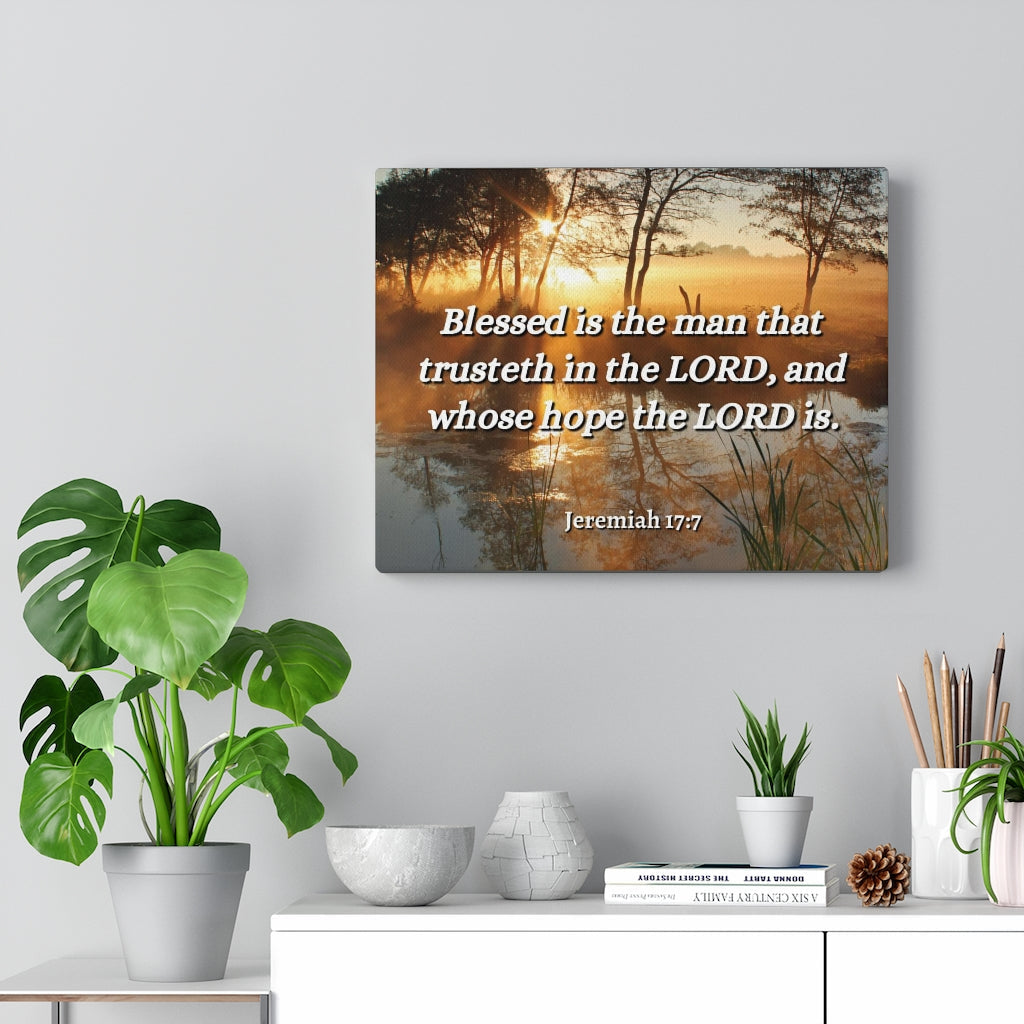Scripture Walls Trusteth Jeremiah 17:7 Bible Verse Canvas Christian Wall Art Ready to Hang Unframed-Express Your Love Gifts