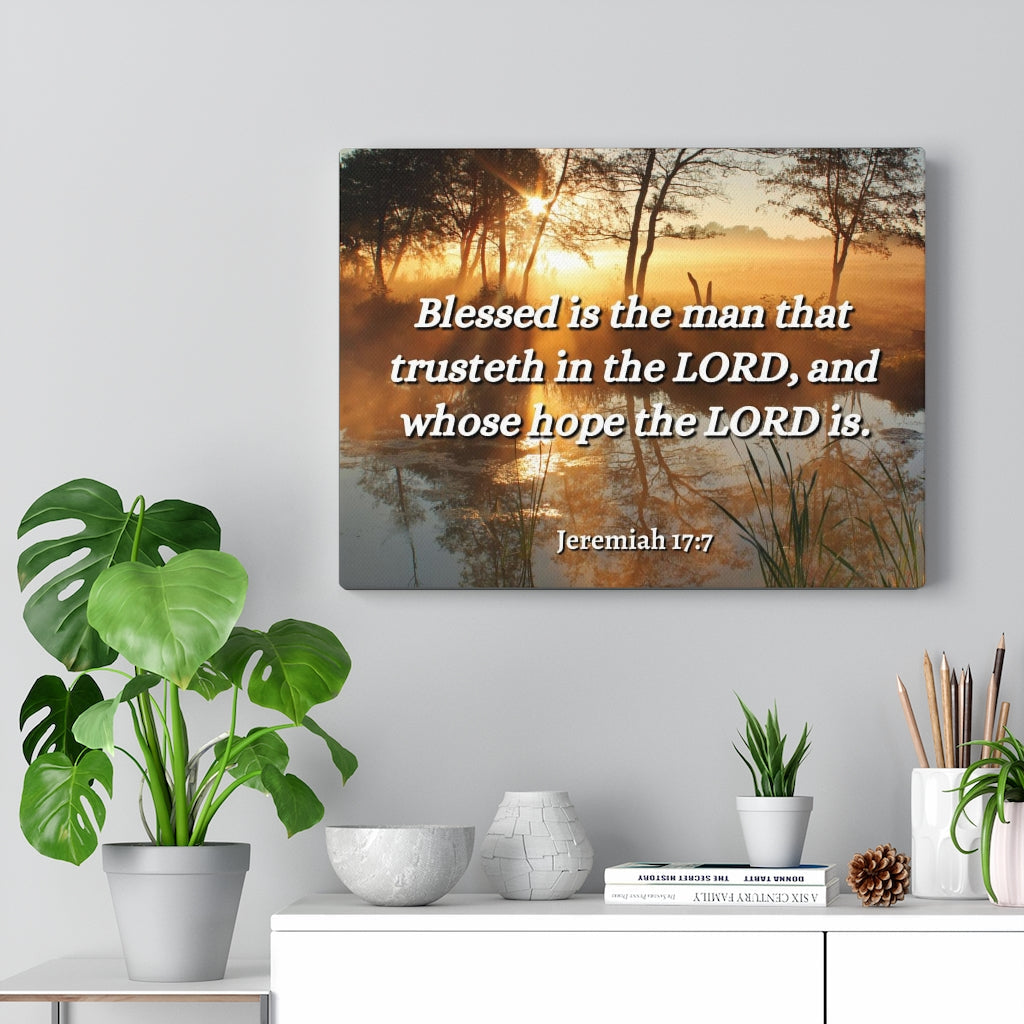 Scripture Walls Trusteth Jeremiah 17:7 Bible Verse Canvas Christian Wall Art Ready to Hang Unframed-Express Your Love Gifts