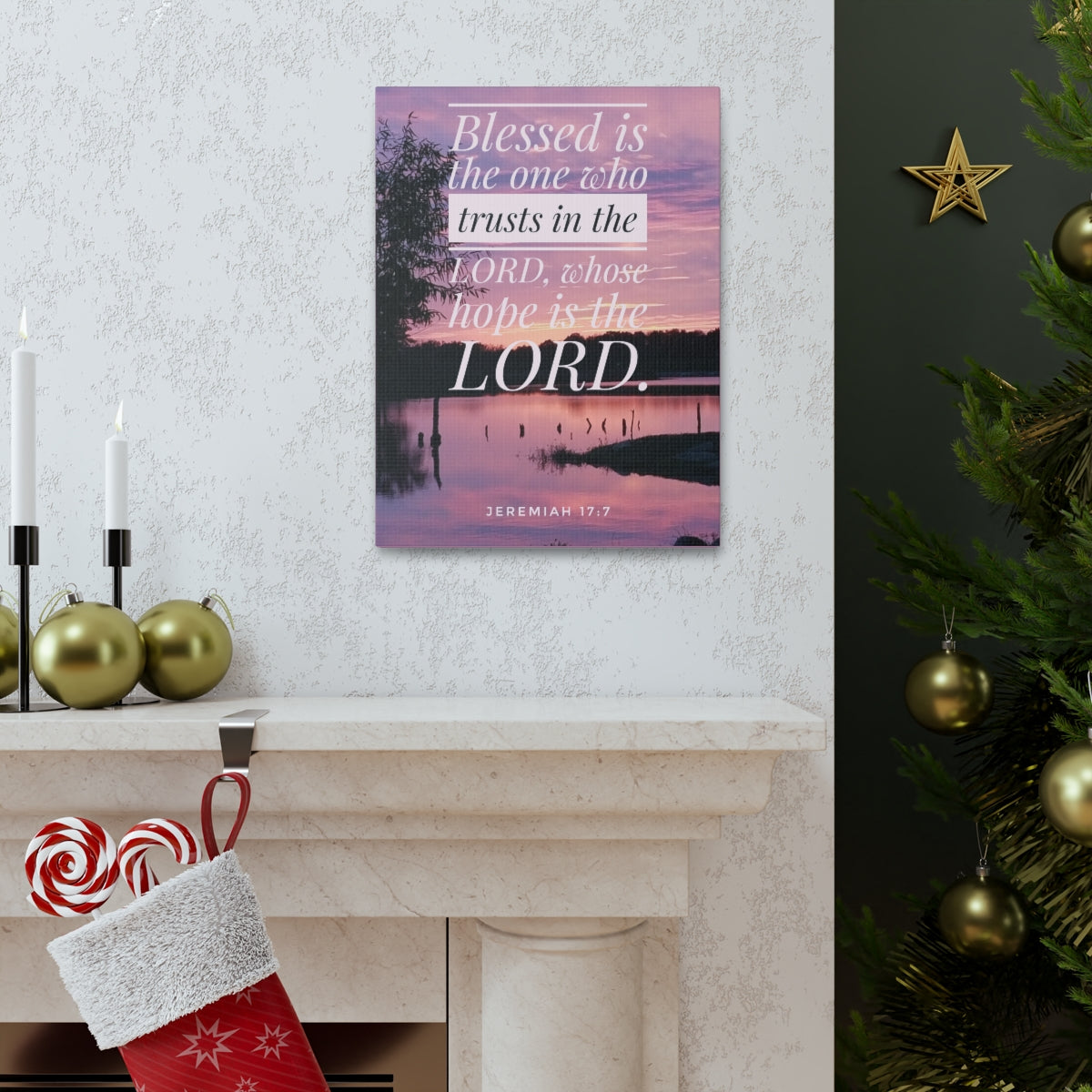 Scripture Walls Trusts In The Lord Jeremiah 17:7 Bible Verse Canvas Christian Wall Art Bible Verse Print Ready To Hang Unframed-Express Your Love Gifts