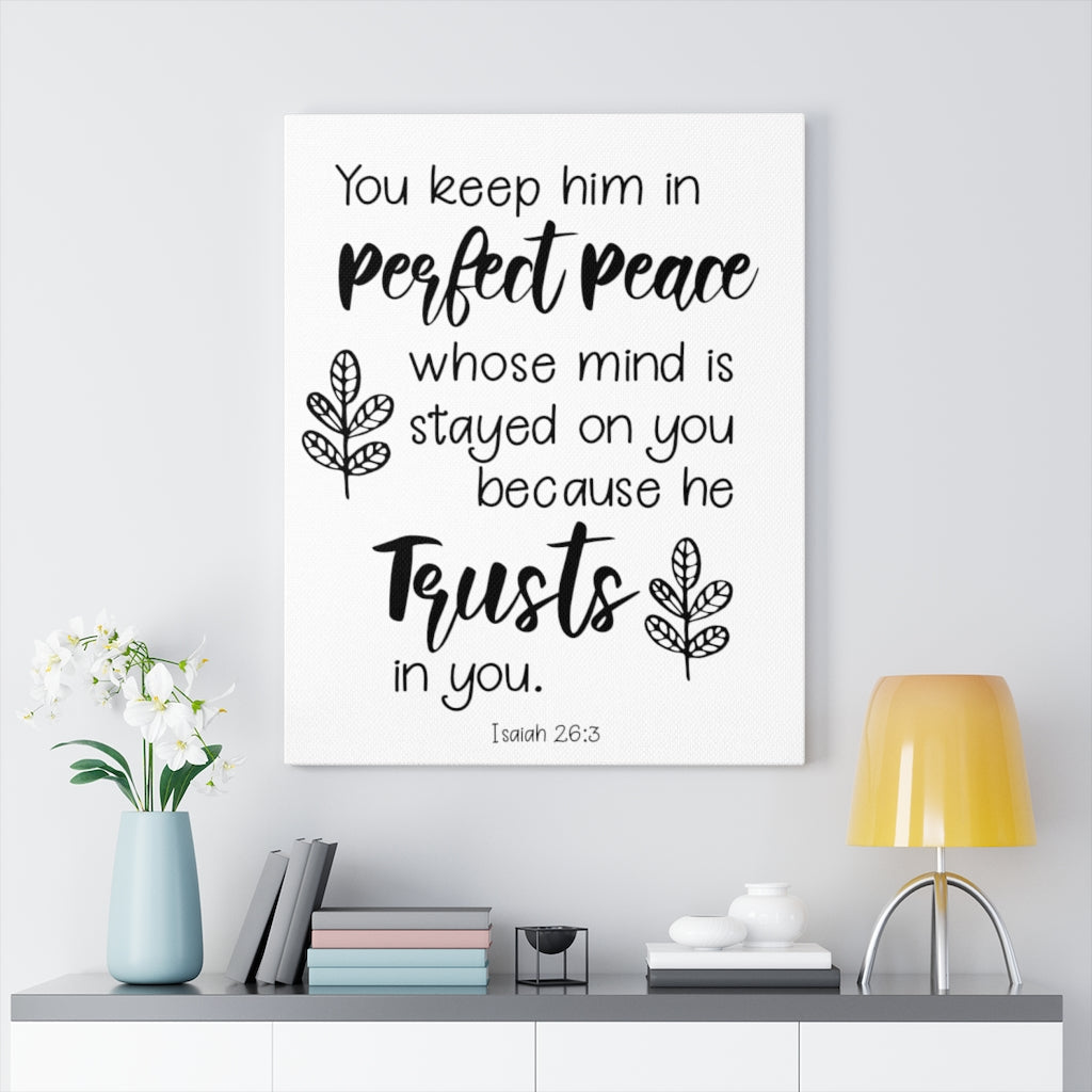Scripture Walls Trusts In You Isaiah 26:3 Bible Verse Canvas Christian Wall Art Ready to Hang Unframed-Express Your Love Gifts
