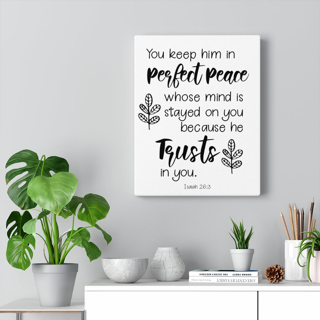 Scripture Walls Trusts In You Isaiah 26:3 Bible Verse Canvas Christian Wall Art Ready to Hang Unframed-Express Your Love Gifts