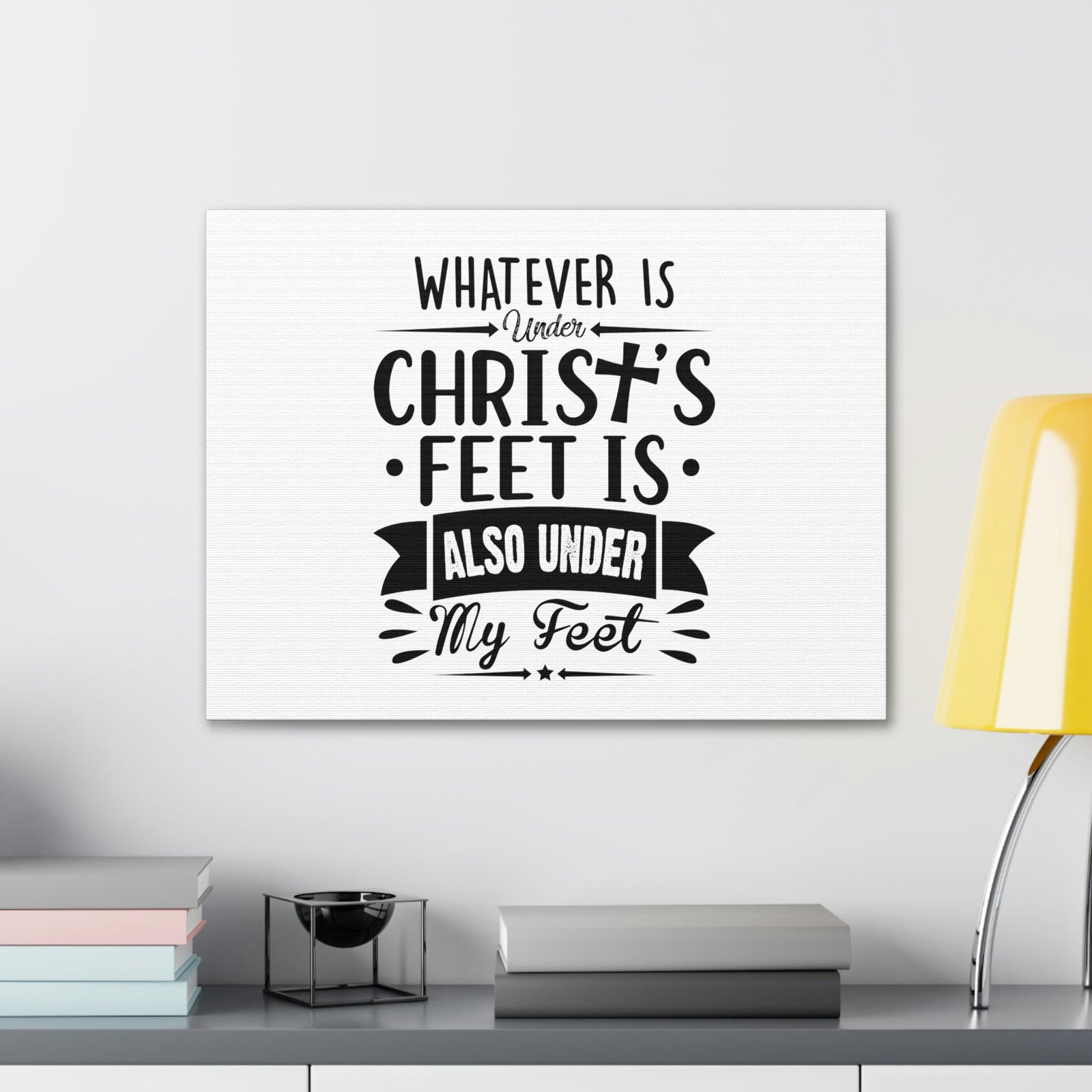 Scripture Walls Under Christ's Feet Ephesians 1:22 Cross Christian Wall Art Bible Verse Print Ready to Hang Unframed-Express Your Love Gifts