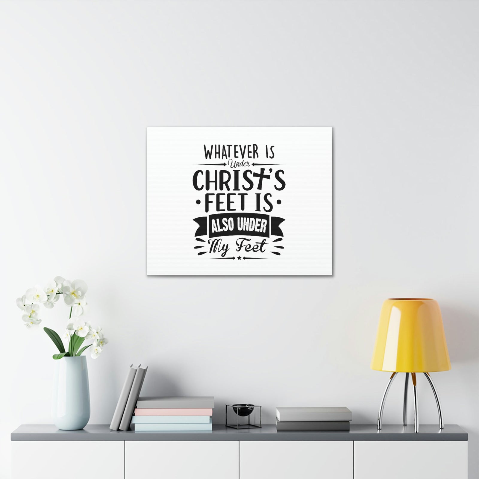 Scripture Walls Under Christ's Feet Ephesians 1:22 Cross Christian Wall Art Bible Verse Print Ready to Hang Unframed-Express Your Love Gifts