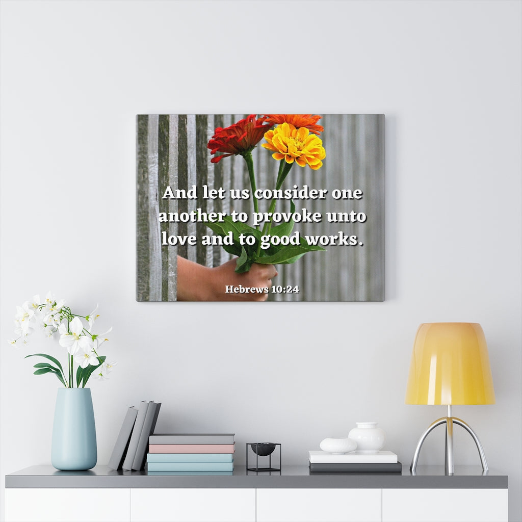 Scripture Walls Unto Love Hebrews 10:24 Bible Verse Canvas Christian Wall Art Ready to Hang Unframed-Express Your Love Gifts