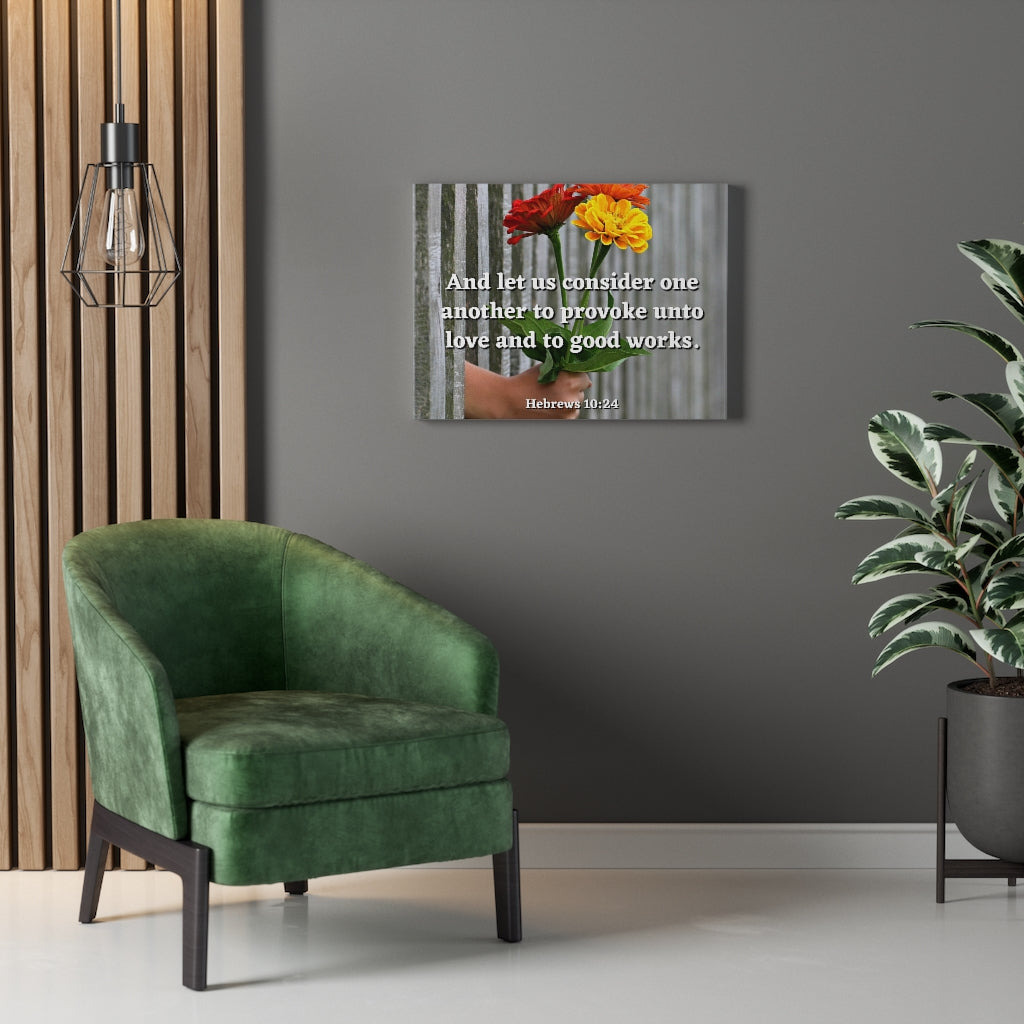 Scripture Walls Unto Love Hebrews 10:24 Bible Verse Canvas Christian Wall Art Ready to Hang Unframed-Express Your Love Gifts