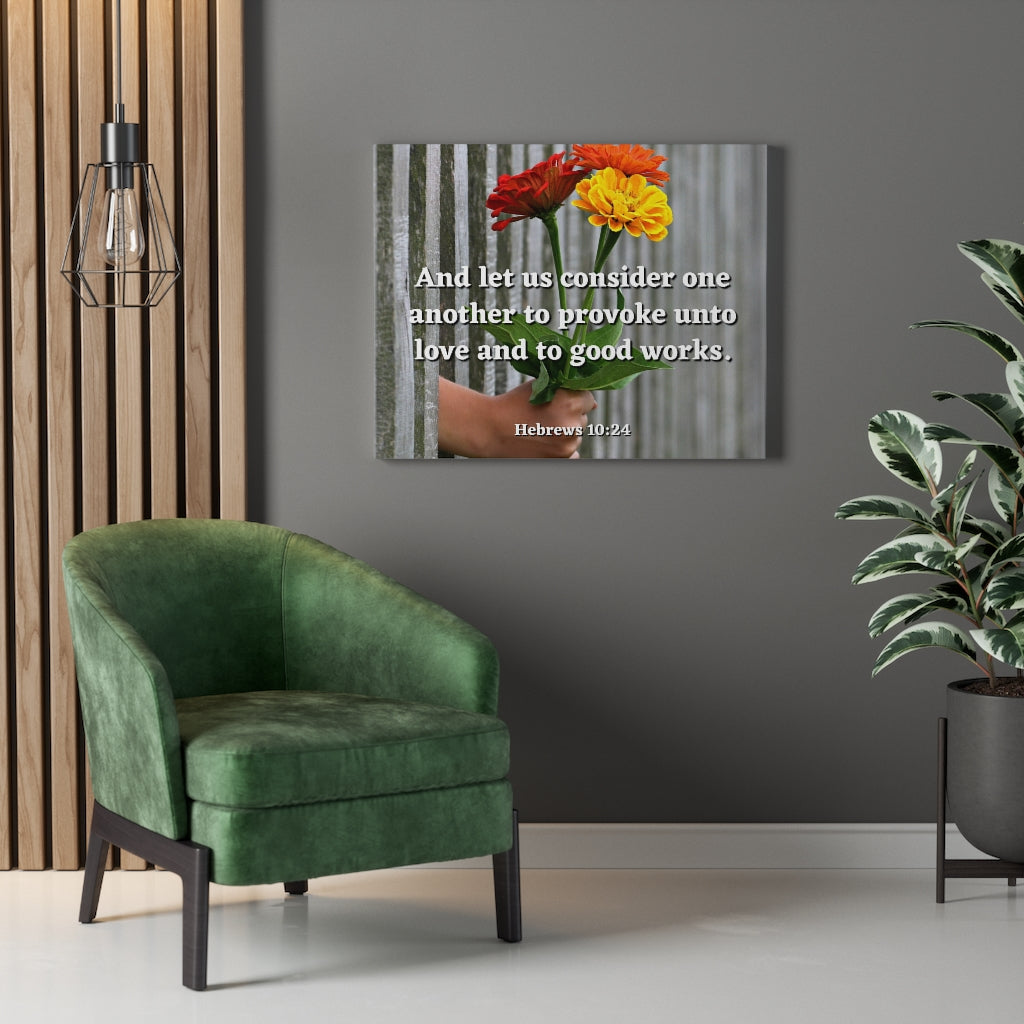 Scripture Walls Unto Love Hebrews 10:24 Bible Verse Canvas Christian Wall Art Ready to Hang Unframed-Express Your Love Gifts