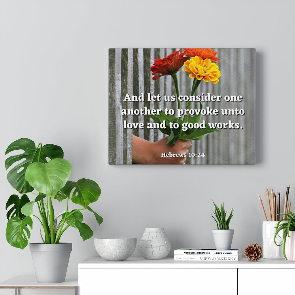 Scripture Walls Unto Love Hebrews 10:24 Bible Verse Canvas Christian Wall Art Ready to Hang Unframed-Express Your Love Gifts