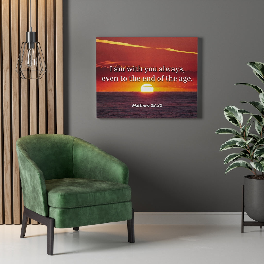 Scripture Walls Unto The End Matthew 28:20 Bible Verse Canvas Christian Wall Art Ready to Hang Unframed-Express Your Love Gifts