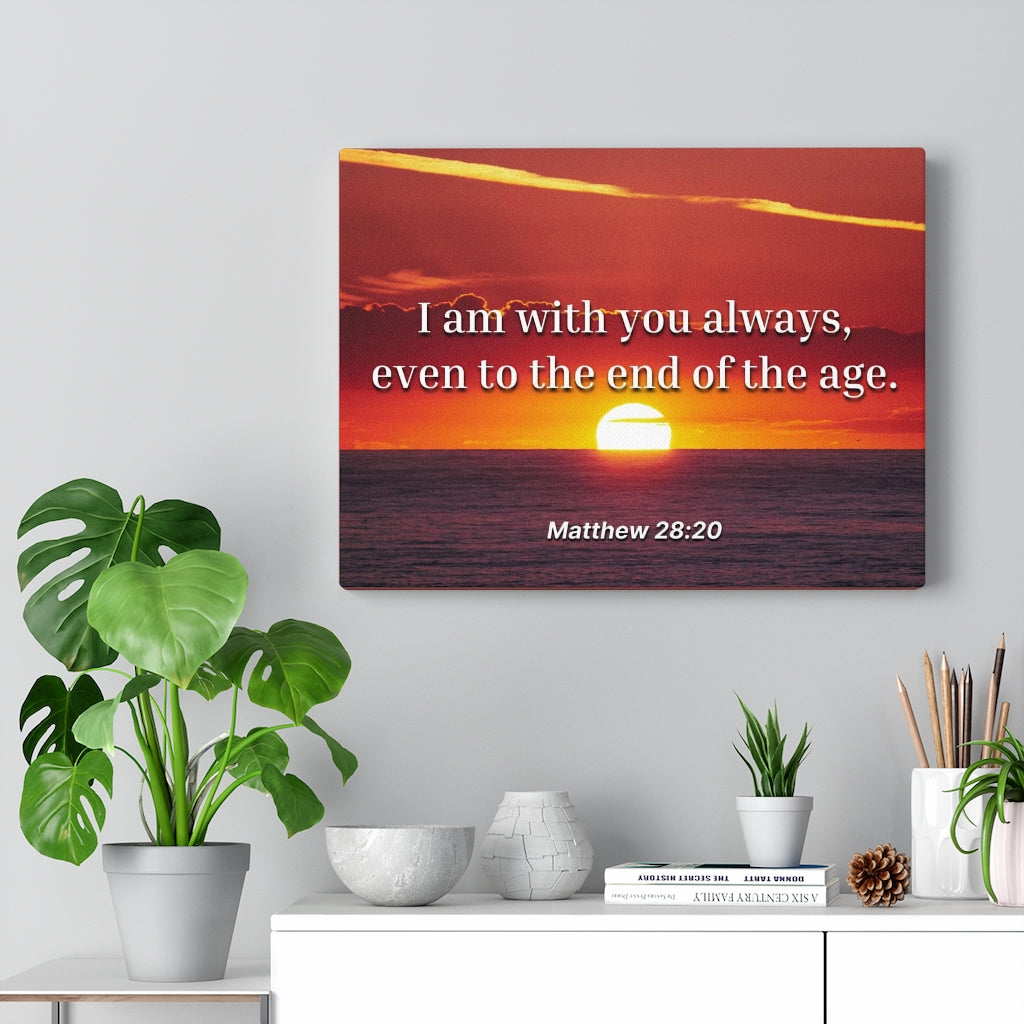 Scripture Walls Unto The End Matthew 28:20 Bible Verse Canvas Christian Wall Art Ready to Hang Unframed-Express Your Love Gifts