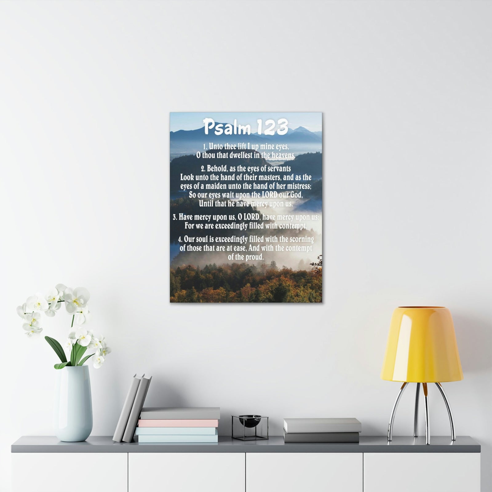 Scripture Walls Unto Thee Psalm 123:3 Christian Wall Art Bible Verse Print Ready to Hang Unframed-Express Your Love Gifts