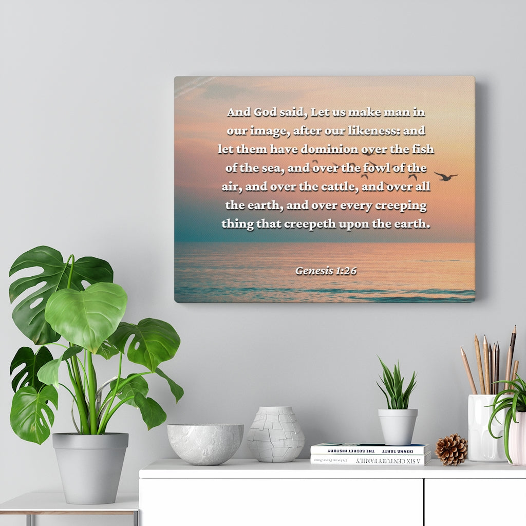 Scripture Walls Upon The Earth Genesis 1:26 Bible Verse Canvas Christian Wall Art Ready to Hang Unframed-Express Your Love Gifts