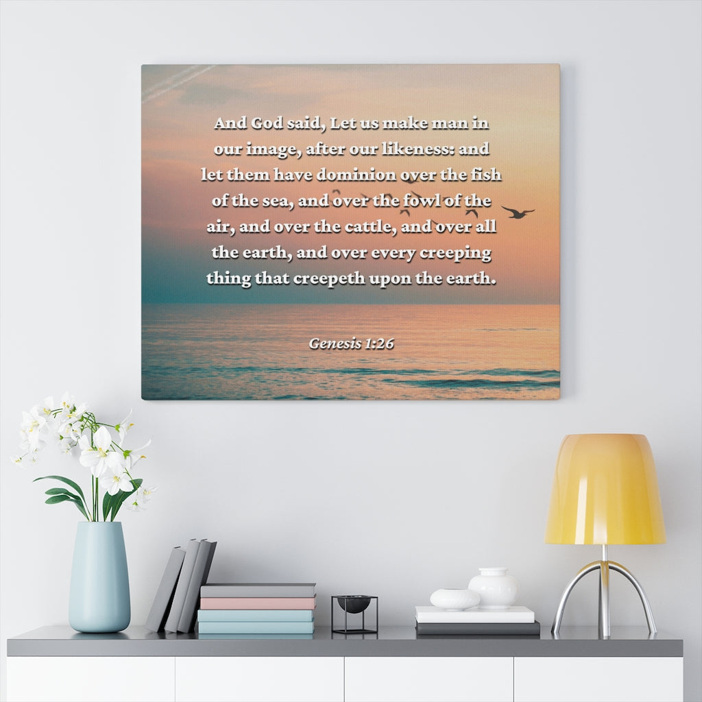 Scripture Walls Upon The Earth Genesis 1:26 Bible Verse Canvas Christian Wall Art Ready to Hang Unframed-Express Your Love Gifts