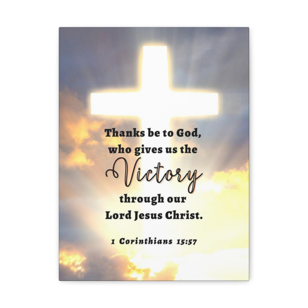 Scripture Walls Victory In Christ 1 Corinthians 15:57 Bible Verse Canvas Christian Wall Art Ready to Hang Unframed-Express Your Love Gifts