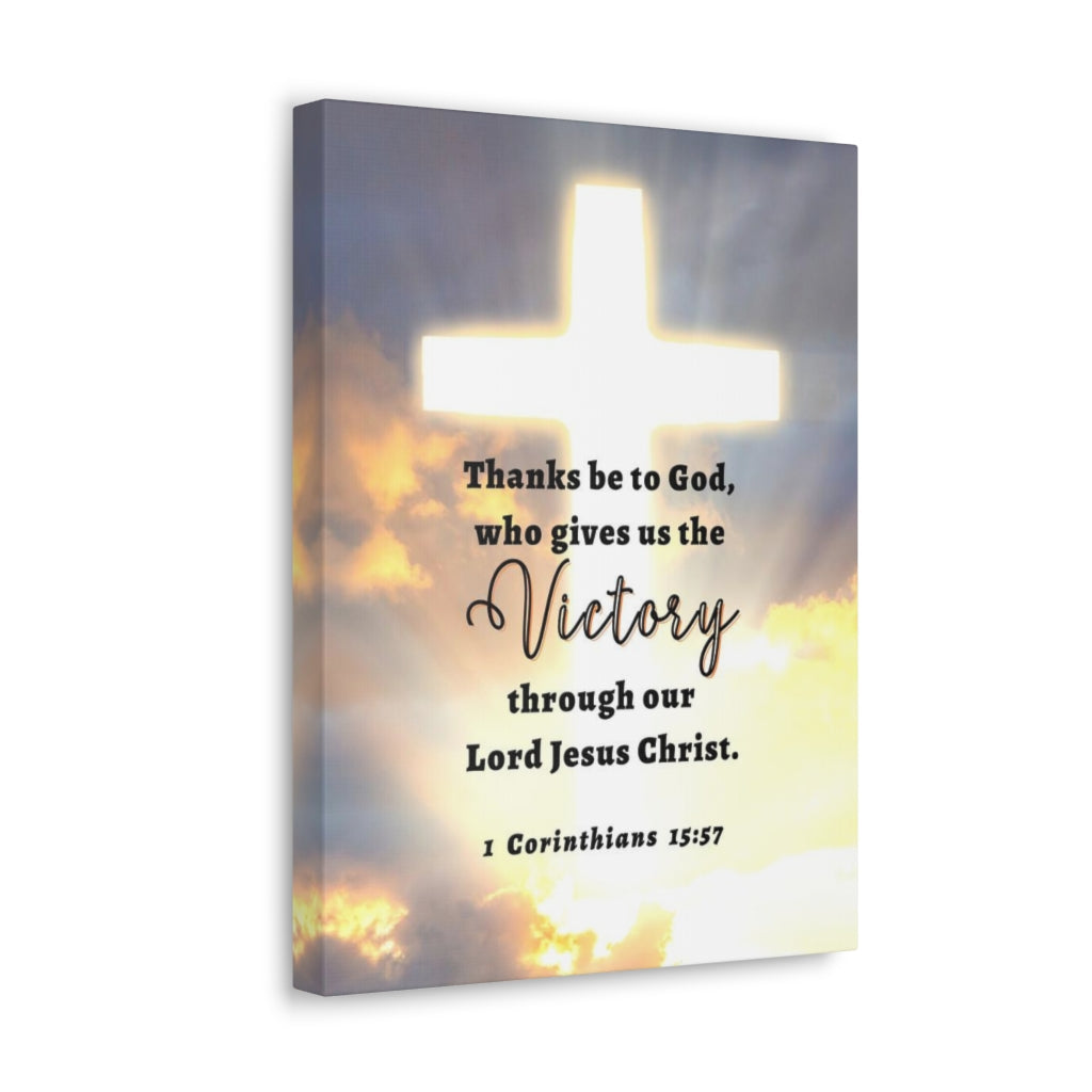 Scripture Walls Victory In Christ 1 Corinthians 15:57 Bible Verse Canvas Christian Wall Art Ready to Hang Unframed-Express Your Love Gifts