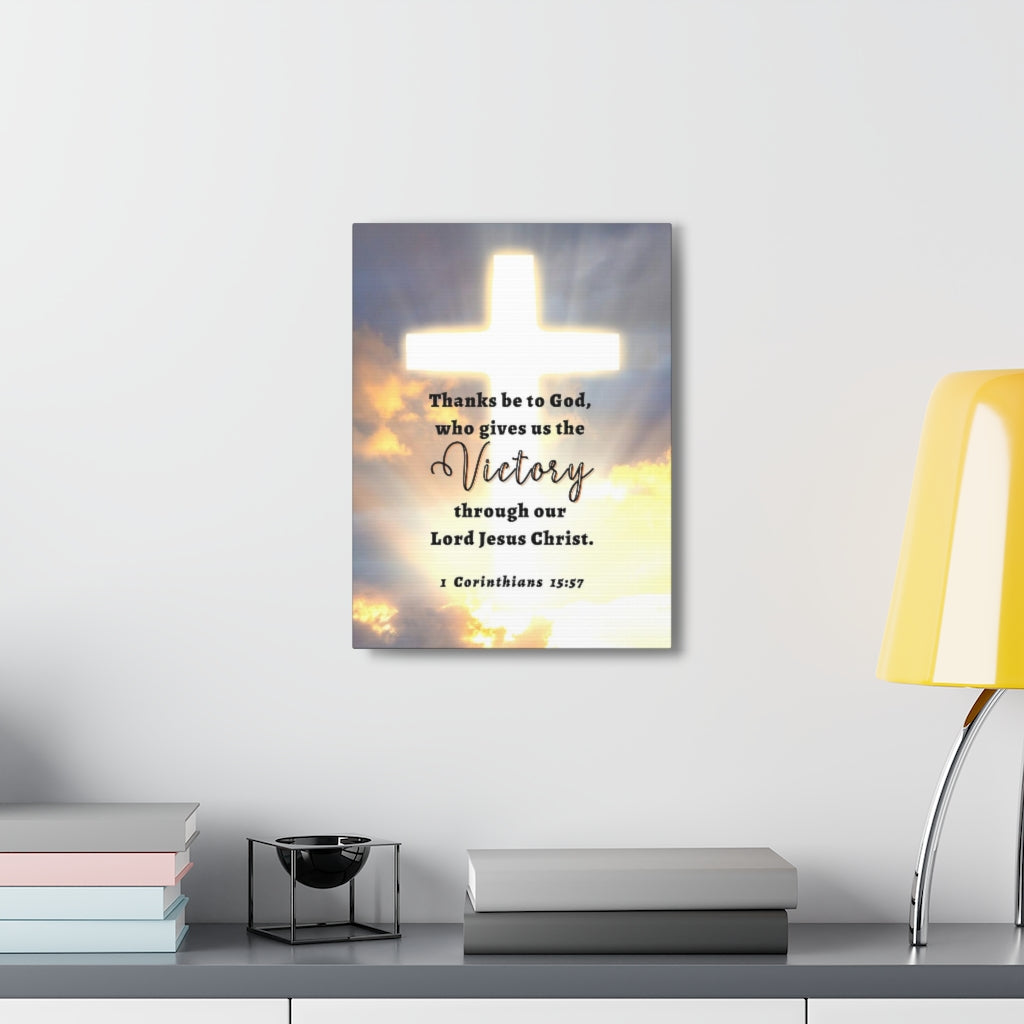 Scripture Walls Victory In Christ 1 Corinthians 15:57 Bible Verse Canvas Christian Wall Art Ready to Hang Unframed-Express Your Love Gifts
