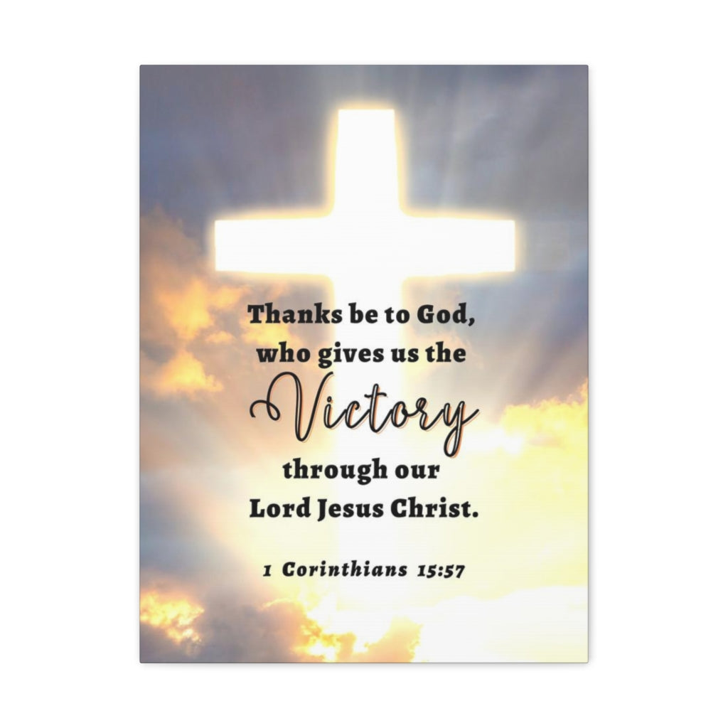Scripture Walls Victory In Christ 1 Corinthians 15:57 Bible Verse Canvas Christian Wall Art Ready to Hang Unframed-Express Your Love Gifts