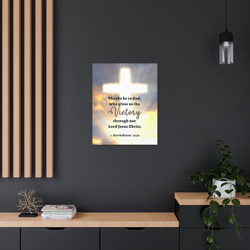 Scripture Walls Victory In Christ 1 Corinthians 15:57 Bible Verse Canvas Christian Wall Art Ready to Hang Unframed-Express Your Love Gifts
