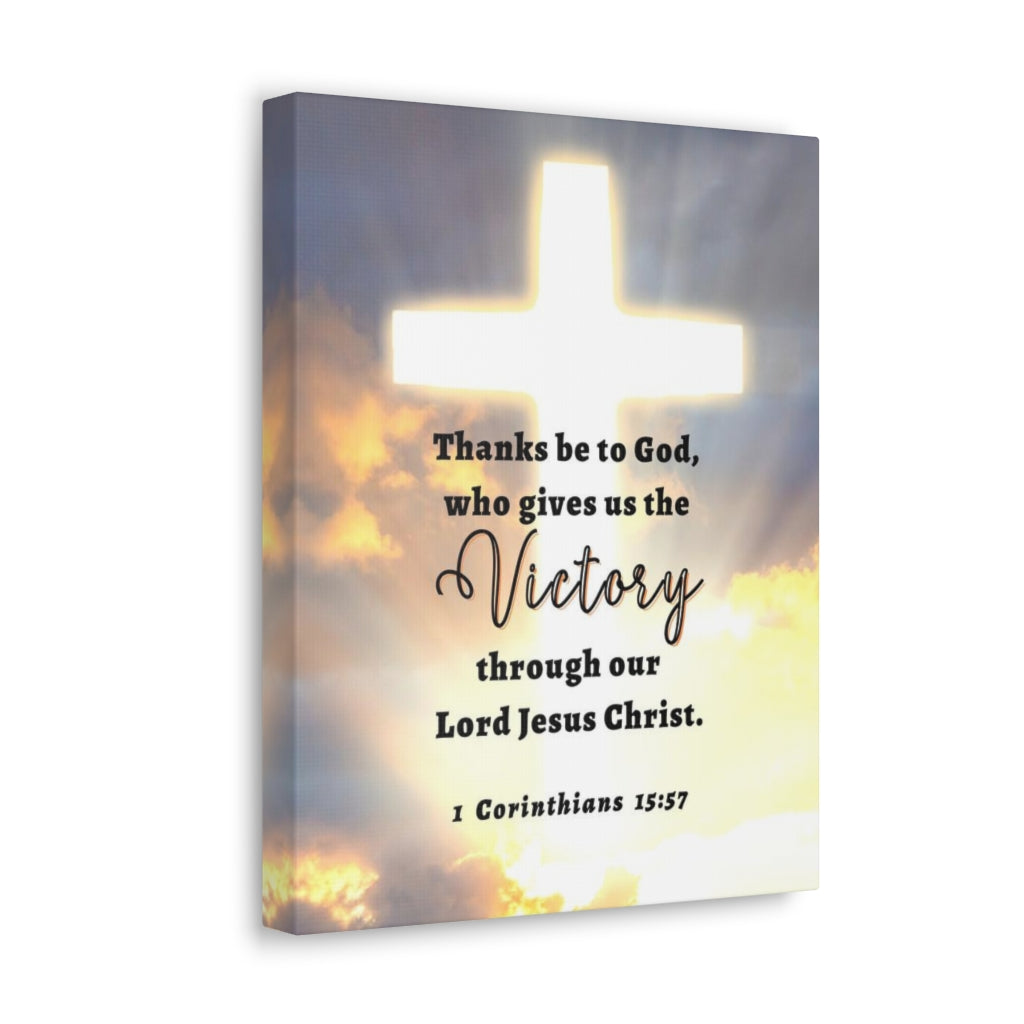 Scripture Walls Victory In Christ 1 Corinthians 15:57 Bible Verse Canvas Christian Wall Art Ready to Hang Unframed-Express Your Love Gifts